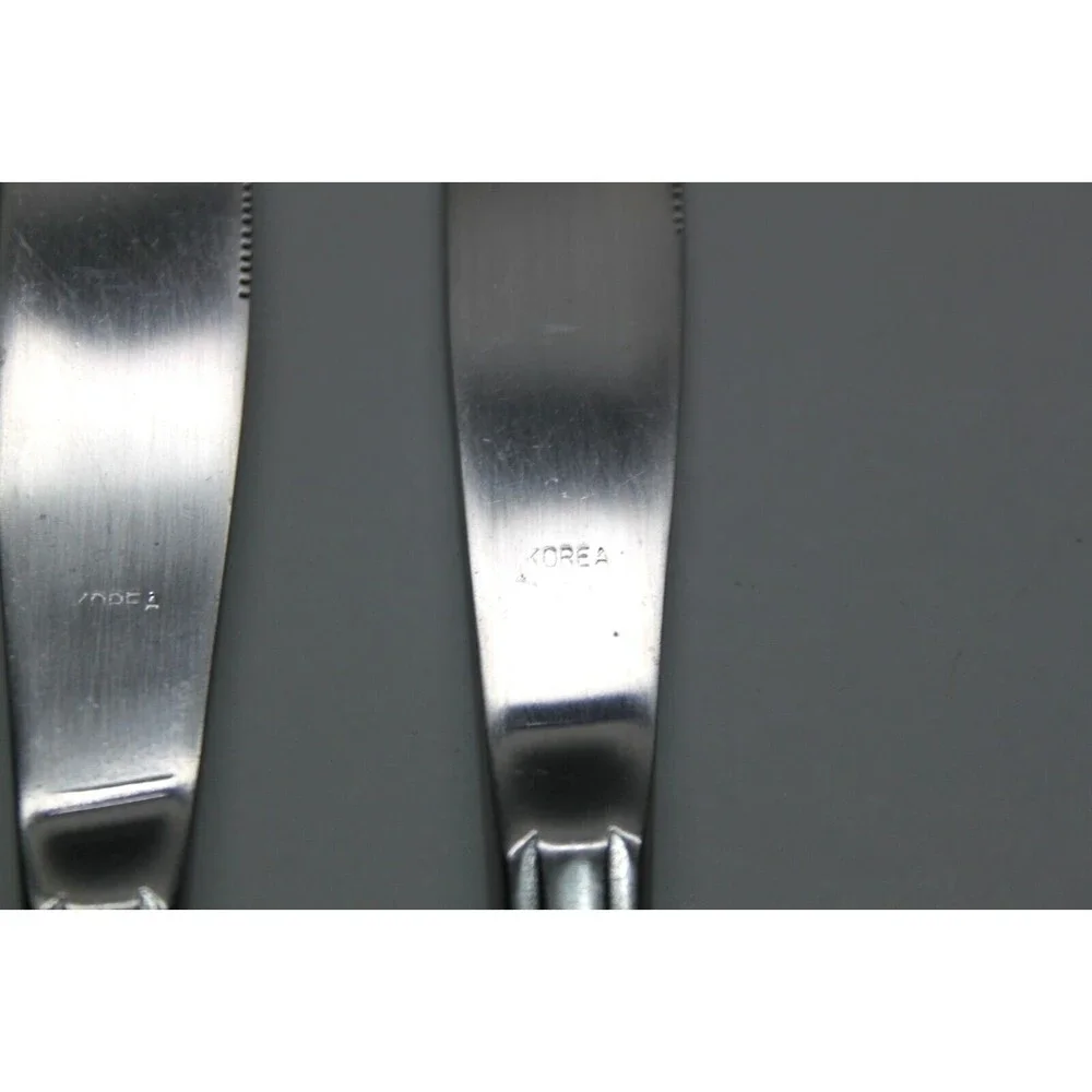 Interpur INR3 Single Rose Vine Pattern Dinner Knives Stainless Steel Korea Lot 2